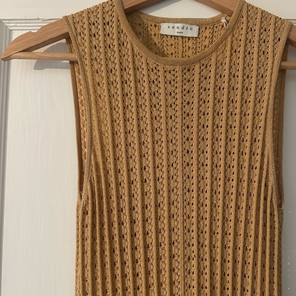 Sandro Paris Sleeveless Knit Maxi Dress in Beige-Tan - Picture 14 of 15